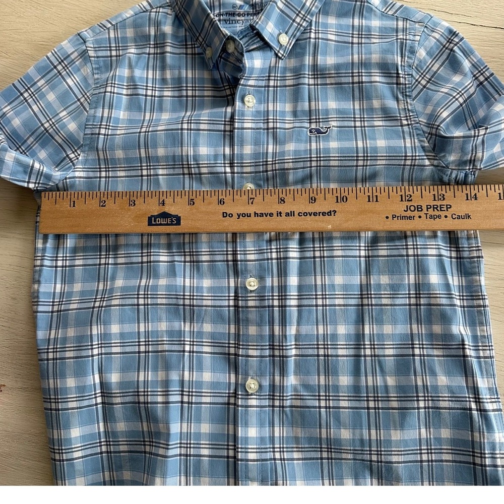 Vineyard Vines Boys 6 OTG Performance Plaid Button Down Shirt Blue White Whale - Picture 8 of 11